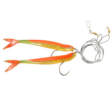 Torskeforfang 8/0 Twintail jig orange-gul